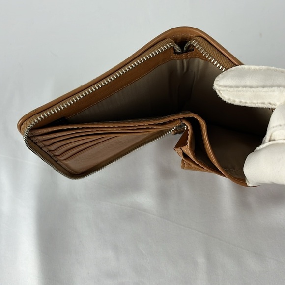 Coach Signature C Jacquard Fabric Zip Around Wallet Yellow with Leather trim - Picture 9 of 15